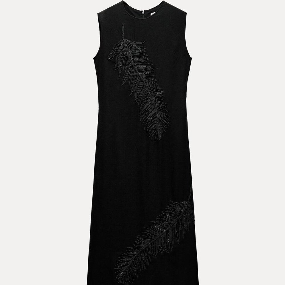 ZARA EMBROIDERED MIDI DRESS ZW COLLECTION Size Medium NEW WITH TAG! - Picture 6 of 10